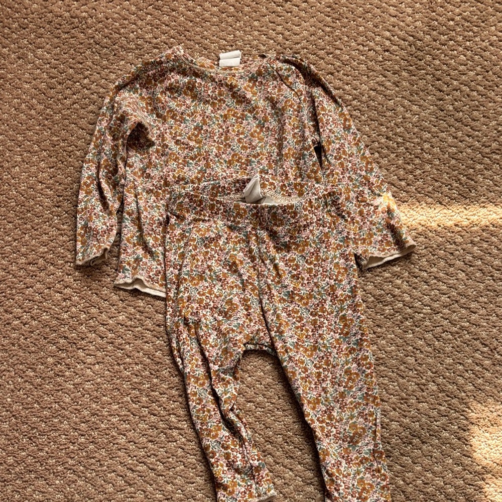 H&M Kids Floral Matching Set - Brown and Cream